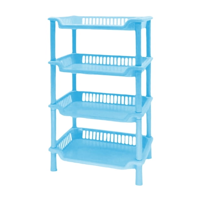 Blue Plastic 4 Layer Bathroom Storage Rack With Honeycomb Drainage Design For Shampoo Kitchen Desktop Organizer