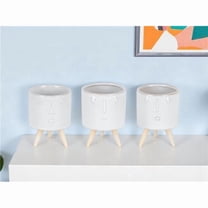 HomeRoots 517974 White Porcelain 1 oz Round Funny Face Pot Planters with Stands - Set of 3
