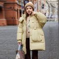thumbnail image 4 of Kids Padded Parka Coats Girls Hooded Jacket Warm Winter Outerwear Waist Mid Length Thermal School Overcoat for Toddler Teen Girls Green 11-12Years, 4 of 7