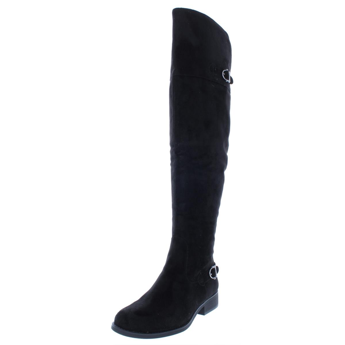 American Rag Women's Adarra Over-The-Knee Boots - Faux Suede Wide Calf Riding Boots, Black, 5.5 Medium