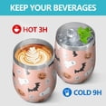 thumbnail image 4 of 12oz Stemless Wine Tumblers Pastel Halloween Icons Pattern Vacuum Insulated Stainless Steel Travel Tumbler Cups Mug with Lid and Straw for Champaign,Cocktail,Beer with Cleaning Brush, 4 of 5