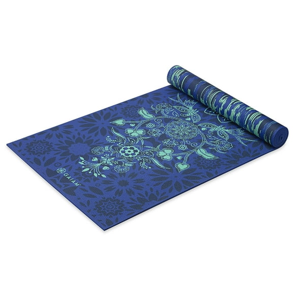 Gaiam Esterilla De Yoga Con Impresión Premium, Reversible, Extragruesa, Antideslizante, Para Todo Tipo De Yoga, Pilates Y Entrenamientos En El Suelo, 68 Pulgadas De Largo X 24 Pulgadas De Ancho X 6 Mm