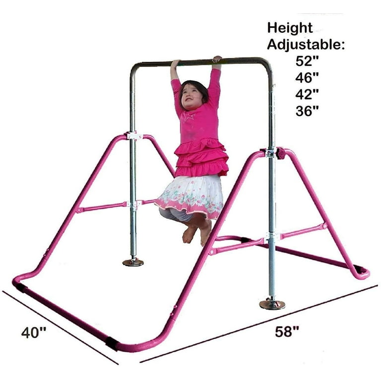 Adjustable Height Gymnastics Bar for Kids Kip Bar Set, 6'x2' Gymnastic  Tumble Mat, Swing Seat, 2 Trapeze Rings, Junior Training Bar Monkey Bars  Home Fitness Gymnastics Horizontal Balance Bar (Pink) 