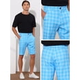 thumbnail image 5 of Unique Bargains Men's Plaid Shorts Flat Front Color Block Checked Shorts with Pockets 38 Blue, 5 of 6