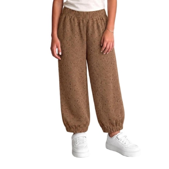 Fesfesfes Kids Toddler Girls Solid Color Corduroy Joggers Elastic Waist Loose Fit Pants with Cinched Cuffs and Pockets for Daily Wear Ages 0-12 Years