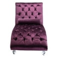 thumbnail image 4 of Chaise Lounge Chair, Velvet Leisure Accent Couch with Throw Pillow, Clear Acrylic Feet & Upholstered Backrest, Luxury Armless Sofa for Living Room Bedroom Office, Purple, 4 of 7