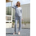 thumbnail image 3 of U2SKIIN Women Button up Pajama Set, Lightweight Long Sleeve Soft Sleepwear Pjs Set, (Light Grey Mel.S), 3 of 5