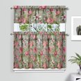 thumbnail image 2 of Green Pink Flowers2(1) Kitchen Curtain Valance 3 Piece Home Curtains and Valance Set Curtain Sink Window Decor Window Treatment Tier 27.5x36 Length, 2 of 6