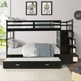 thumbnail image 1 of 91.3'' x 42.4'' x 65.7'' Twin Over Twin Bunk Bed with 3 Twin Bed Frame with 4 Drawer, Ladder and Safety Rail, Space-Saving Design Sleeping Bedroom Furniture for Teens' BedRoom, 240lbs, Espresso, SS107, 1 of 8