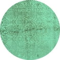 thumbnail image 1 of Ahgly Company Machine Washable Indoor Round Abstract Turquoise Blue Contemporary Area Rugs, 3' Round, 1 of 4