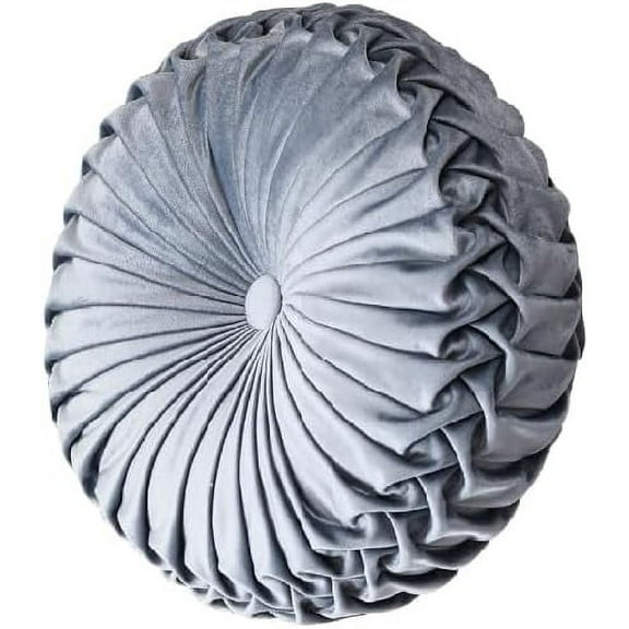 Firefly Hope Throw Pillows Velvet Pleated Round Pumpkin Couch Cushion Floor Filled Cushion for Home Sofa Chair Bed Car Decor (Grey)