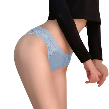 

Womens Transparent Lace Splicing Panties Cotton Hollow Breathable Quality