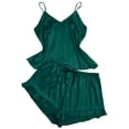 thumbnail image 4 of Telankuip Clearance Womens Summer Pajamas Sets with Shorts,Gilrs with Shorts Loungewear Set Womens Sexy Nightgown Satin Nightie Summer Nightwear Set Green M, 4 of 7