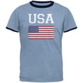 thumbnail image 1 of World Cup Distressed Flag USA Mens Ringer T Shirt, 1 of 1