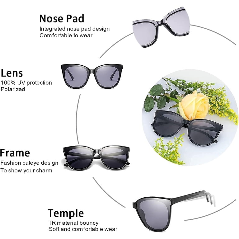 Lvioe Womens Cat Eye Small Sunglasses Frosted Frames Mirrored Lenses UV400 Amazon.com: LVIOE Polarized Sunglasses for Women UV400  main image 4