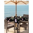 thumbnail image 2 of Outdoor Tablecloth with Umbrella Hole and Zipper, Pink Spring Floral Square Table Cloth 60x60 Inch Waterproof Tablecloth, Flowers Botanical Elegant Pastoral Black Picnic Table Cover for Patio Camping, 2 of 7