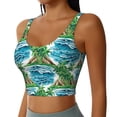 thumbnail image 2 of Bixox Women's Hawaii Palms Pattern Fitness Navel Tank Top U-Back Yoga Tank Top Sweatshirt Sports Bra, 2 of 7
