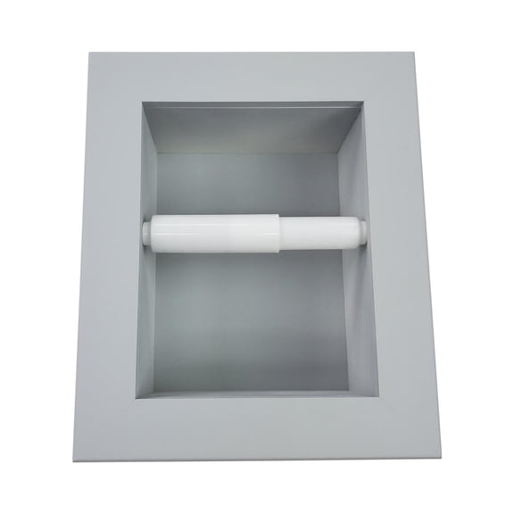 Typhon Recessed Solid Wood Toilet Paper Holder 7 x 8.5, Primed Gray