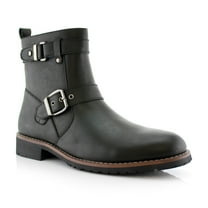 Polar Fox Wyatt MPX608005 Mens Casual Engineer Zipper and Buckle Motorcycle Boots, in Black, Men's Size 13