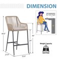 thumbnail image 4 of JOIVI Outdoor Wicker Bar Stools, 2 Piece Patio Bar Height Chairs with Cushions, All-Weather Rope Height Stools w/ Armrest and Footrest for Indoor, Garden, Poolside, Lawn, Backyard, Beige, 4 of 8