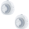GE 24-Hour Heavy Duty Indoor Plug-In Mechanical Timer 2pk, 1 Grounded Outlet, 30 Minute Intervals, Daily On/Off Cycle, for Lamps, Portable Fans, Seasonal Lighting, Appliances, UL Listed, 4