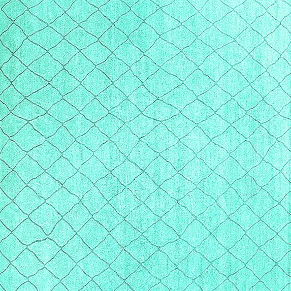 Ahgly Company Machine Washable Indoor Square Oriental Turquoise Blue Industrial Area Rugs, 4' Square
