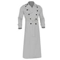 thumbnail image 3 of HAXMNOU Men's Classic Lapel Long Trench Coat Jacket Windbreaker Outwear Casual Overcoat Gray XL, 3 of 5