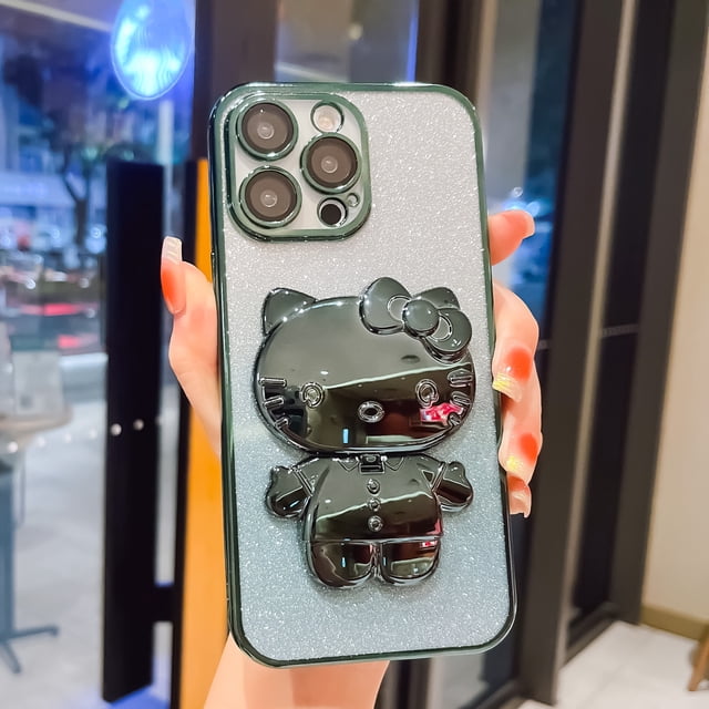 Funda de teléfono móvil de TPU con espejo de maquillaje 3D de Hello Kitty, Popular entre las chicas, con soporte para iPhone 14, 13, 12, 11 Pro max