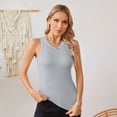 thumbnail image 4 of Vafful Womens Tank Tops 2 PCS Summer Top Ribbed Sleeveless Racerback Basic Top Slim Fitted Round High Neck Sexy Tank Tops for Women Grey and White S-XXL, 4 of 9