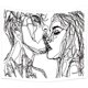 thumbnail image 1 of Tapiz de beso moderno, tapiz de arte abstracto, poliéster psicodélico, decoración del hogar, tela decorativa moderna, tela para colgar en la pared (blanco, 130 x 150 cm) JFHHH pequeña, 1 of 1