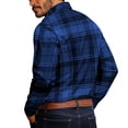 thumbnail image 7 of hotojiny Men's Long-Sleeve Shirt Casual Regular-Fit Plaid Shirt Vintage Button Front Work Casual Collared Top(Navy,XX-Large), 7 of 7