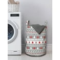 thumbnail image 3 of Christmas Laundry Bag, Xmas Border Deers Trees and Merry Christmas Lettering Bows Bells Image, Basket with Handles Drawstring Closure for Laundromats, 13" x 19", Grey White and Red, by Ambesonne, 3 of 4