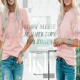 thumbnail image 5 of QJUHUNG Women Short Puff Sleeve Sweaters Loose Lightweight Pointelle Knit Pullover Tops, 5 of 5