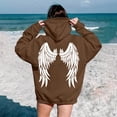 thumbnail image 2 of Women's Hoodies Sweatshirts Graphic Sweatshirt for Women with Long Sleeve Hoodie Tops Preppy Style Casual Pullover for Everyday Wear Brown S, 2 of 5