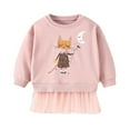 thumbnail image 3 of CUZIBR Toddler Girls Cartoon Cat Printed Causal O-Neck T Shirt Sweatshirt Long Sleeve Tops With Lower Hem Children Clothing Versatile Dailywear For Child, 3 of 9