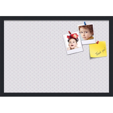 PinPix 26x18 Custom Cork Bulletin Board White Circles Poster Board Has a Fabric Style Canvas Finish Framed in White Circles by ArtToFrames (PinPix-494)