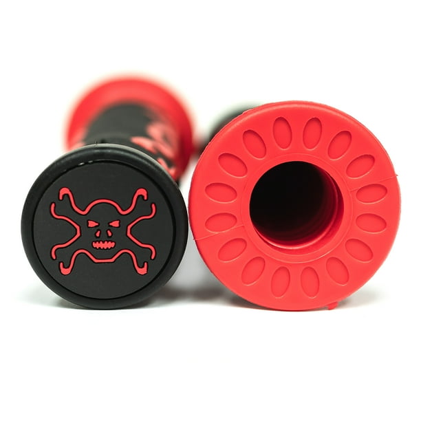 Krator ATV / PWC Skull Hand Grips Cross Bones Red Rubber