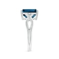 thumbnail image 3 of ANGARA Natural Emerald Cut 4 ct London Blue Topaz Twist Shank Ring in 14K White Gold for Women (Size-10x8mm) | Anniversary, Jewelry Gift for Women | Natural London Blue Topaz Ring, 3 of 9