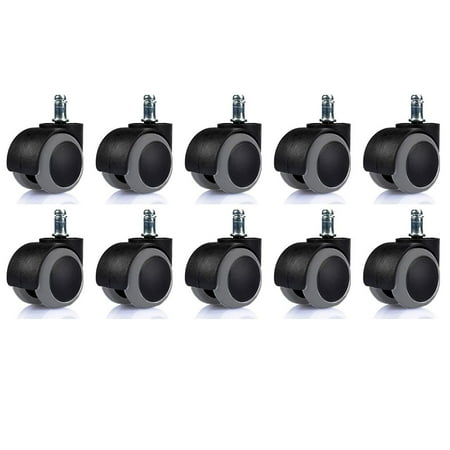 Wideskall® 10 Pieces Replacement Swivel Office Chair Wheels Plastic Casters Universal Fit Set of 10