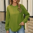 thumbnail image 5 of Htigea Womens V Neck Sweatshirts Solid Color Button Down Pullover Tops Casual Loose Tunic Sweatshirt Green L, 5 of 8