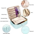 thumbnail image 4 of Travel makeup bag with brush holder, large cosmetic bag Travel Makeup Organizer, Portable Water-resistant Toiletry Bag with Handle for Girls Women Blue, 4 of 4