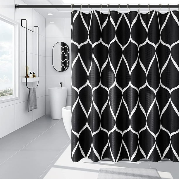 Extra Long Shower Curtain 72 x 84,Shower Curtain Black, Modern Shower