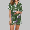 thumbnail image 2 of Rbaofujie Vêtements de Nuit pour Femmes Femmes Décontracté Imprimé Col Rabattu Blouse à Manches Courtes Mode Short Pyjama Ensemble Vêtements de Nuit pour Filles, 2 of 5