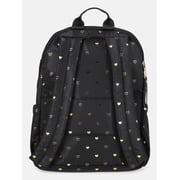 MNYC Womens Chain Pocket Dome Backpack Black Metallic
