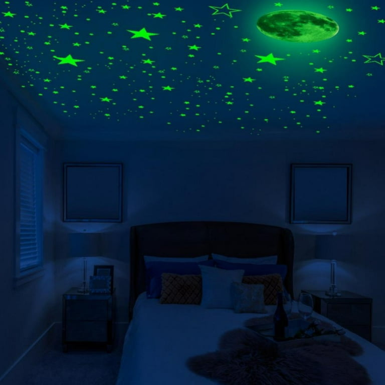 435Pcs Glow in The Dark Stars Wall Stickers Glowing Stars for Ceiling  Luminous Stars and Moon Wall Decals Fluorescent Star Ceiling Stickers for  Living Room Nursery Kids Bedroom Decor 