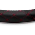 thumbnail image 2 of 36 cm Outer Dia Black Faux Leather Red Quilted Stitch Pattern Car Truck Steering Wheel Cover, 2 of 9