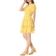 thumbnail image 4 of Vestido corto M amarillo de doble capa con volantes, cuello atado, mangas fruncidas y cintura elástica de Inspire Chic para mujer, 4 of 7