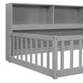 thumbnail image 5 of Miniyam Twin Size Floor Bed with Bedside Bookcase,Shelves,Guardrails for Kids, Gray, 5 of 7