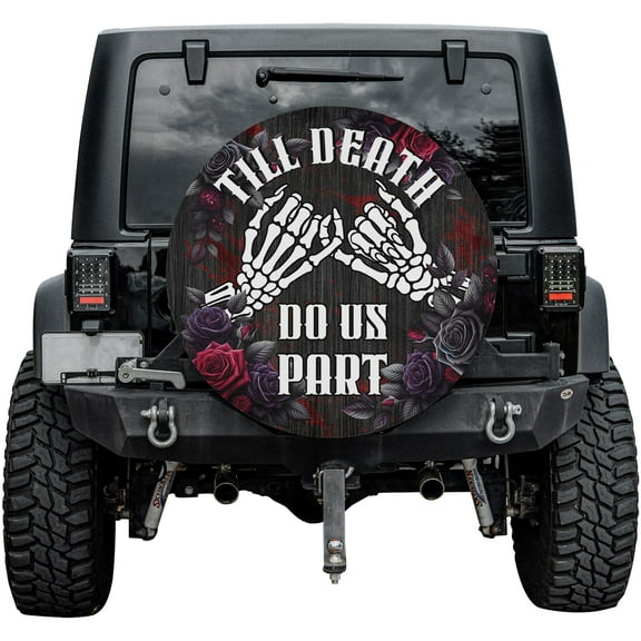 Lotusprinthandmade Halloween Decor Skeleton Couple Spare Tire Cover Without Backup Camera Hole 6 Sizes (27 in.), halloween themed couple spare tire cover