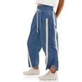 thumbnail image 2 of Women's Baggy Wide Leg Pants Casual Drawstring Elastic Waisted Contrast Color Workout Y2K Track Pants, 2 of 6